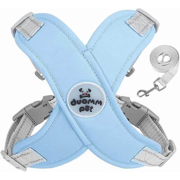 No Slip Dog Harness Medium Sized Dog, Double D Ring Soft Padding Pet Vest Harness Easy Control Outdoor Hiking Running Easy On and Off (Blue, Large)