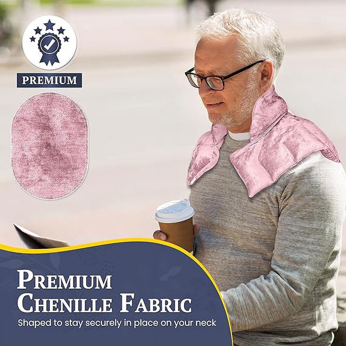 Kozi |  Herbal Aromatherapy Neck & Shoulder Plush Wrap | Embrace Soothing Warmth and Cooling Therapy for Ultimate Muscle Pain and Tension Relief | Blush