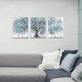 thumbnail image 5 of Abstract Tree Canvas Wall Art: 3 Pieces Navy Natural Scenery Prints Silver Blue Blooming Plant Painting Teal Modern Landscape Forest Picture Contemporary Artwork for Bedroom, 5 of 6