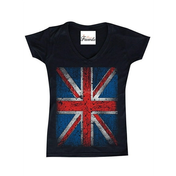 Women's T-Shirt V-Neck Short Sleeve - Union Jack British Flag