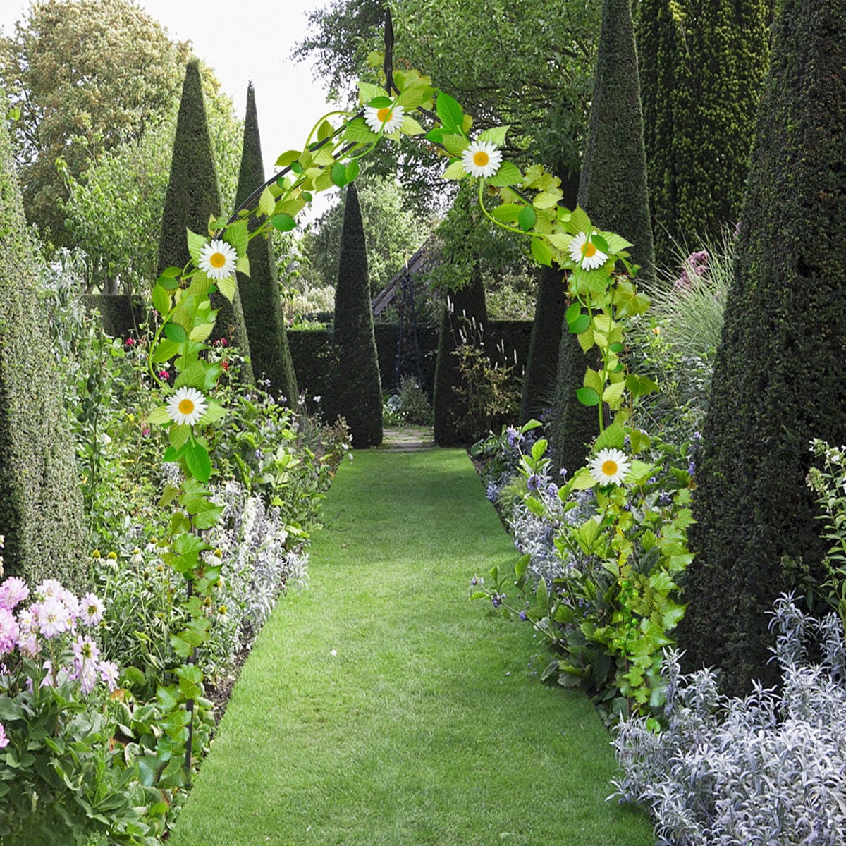 Costway 8'4'' High x 4'7'' Wide Steel Garden Arch Rose Arbor Climbing Plant Outdoor Garden by Costway