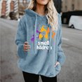 thumbnail image 2 of XPMWRP Women's Hoodie Drawstring Sweatshirts Letter Printed Double Sided Fleece Sweatshirts Long Sleeve Winter Warm Pullover with Pocket Blue XL, 2 of 4