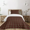 thumbnail image 3 of Plaid Bedspread, Classic Composition of Squares Tartan Pattern Scottish Style Illustration, Decorative Quilted 2 Piece Coverlet Set with Pillow Sham, Twin Size, Vermilion Green, by Ambesonne, 3 of 6