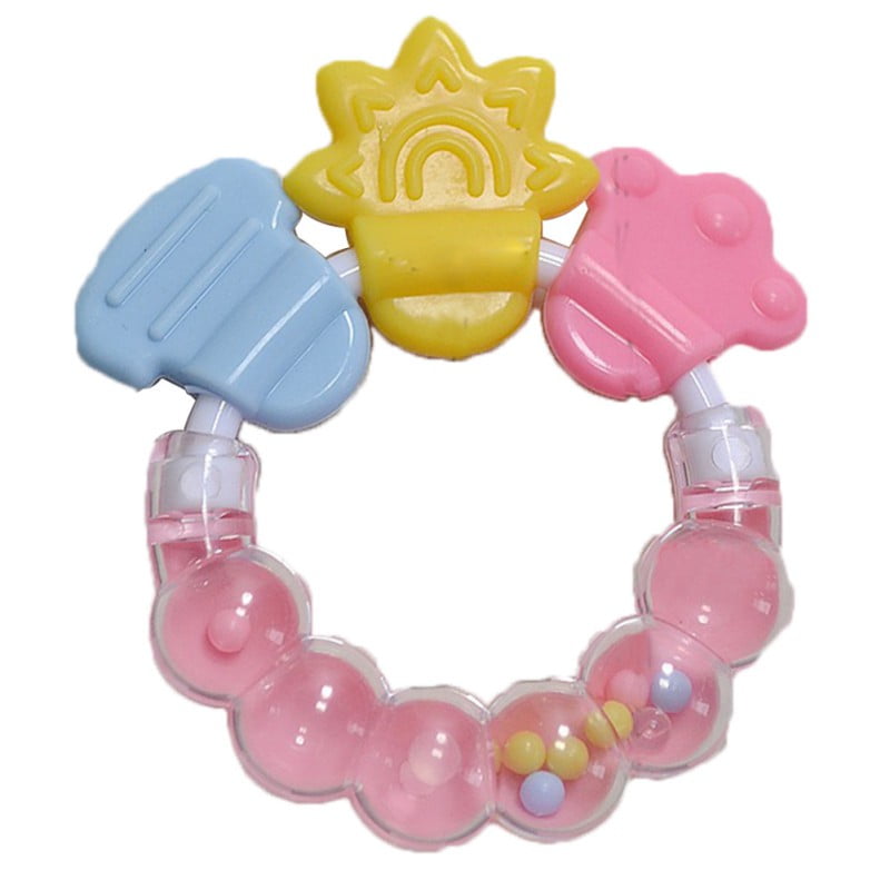 Fysho 1 pc Baby Rattle Teether, Cartoon Teeth Biting Toy Rattle