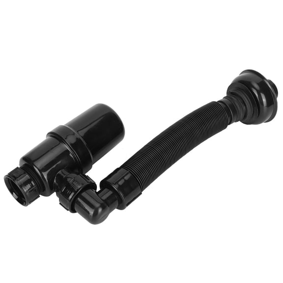 YAHHU Black Anti‑Bacterial P‑Type Drain Pipe – 5.12″ × 14.57″ Flexible Spring Hose, Anti‑Clog, Deodorizing, Universal Shower & Toilet Connector, Easy Under‑Sink Install