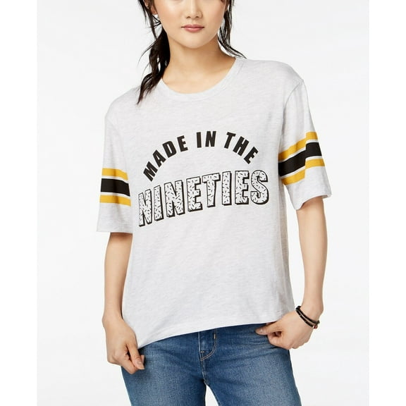 Mighty Fine Top T-Shirt Juniors Made in the Nineties Graphic Varsity Womens L