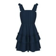 thumbnail image 4 of Vedolay Summer Dress Women's Summer Bohemian Strapless Off Shoulder Lace Trim Backless Flowy A Line Beach Long Maxi Dress,Navy XL, 4 of 5