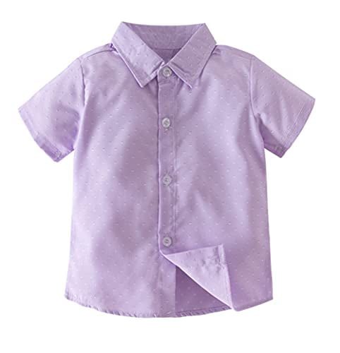 Toddler Boy's Shirt-Size 2T-Button-up Short Sleeve-Purple Australian Aboriginal Tribal Print-100% Cotton-Ready to Ship