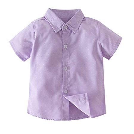 

Styles I Love Toddler Little Boys Purple Floral Short Sleeve Cotton Button Down Shirt for Casual Formal Event and Special Occasions (100/2-3 Years)