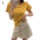 thumbnail image 1 of Camiseta de mujer Camiseta de manga corta con cuello redondo Camiseta estampada con letras, Amarillo, L Methold AP001571-06B, 1 of 7