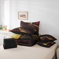 thumbnail image 6 of Homewish Fulid Striped Artistic 7-Piece Twin Bedding Sets,Marble Texture Pattern Bedding Comforter Set,Red Gold Black Sheet Sets For Men Women,Breathable Home Decor Reversible, 6 of 8