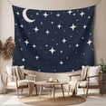 thumbnail image 2 of Modern Navy Blue Tapestry for Bedroom Wall Hanging Tapestry, Japanese Style Moon Stars Minimalism Ceiling Backdrop Tapestries Poster Blanket Wall Decor for Teens Room Living Room Dorm 59" x 79", 2 of 8