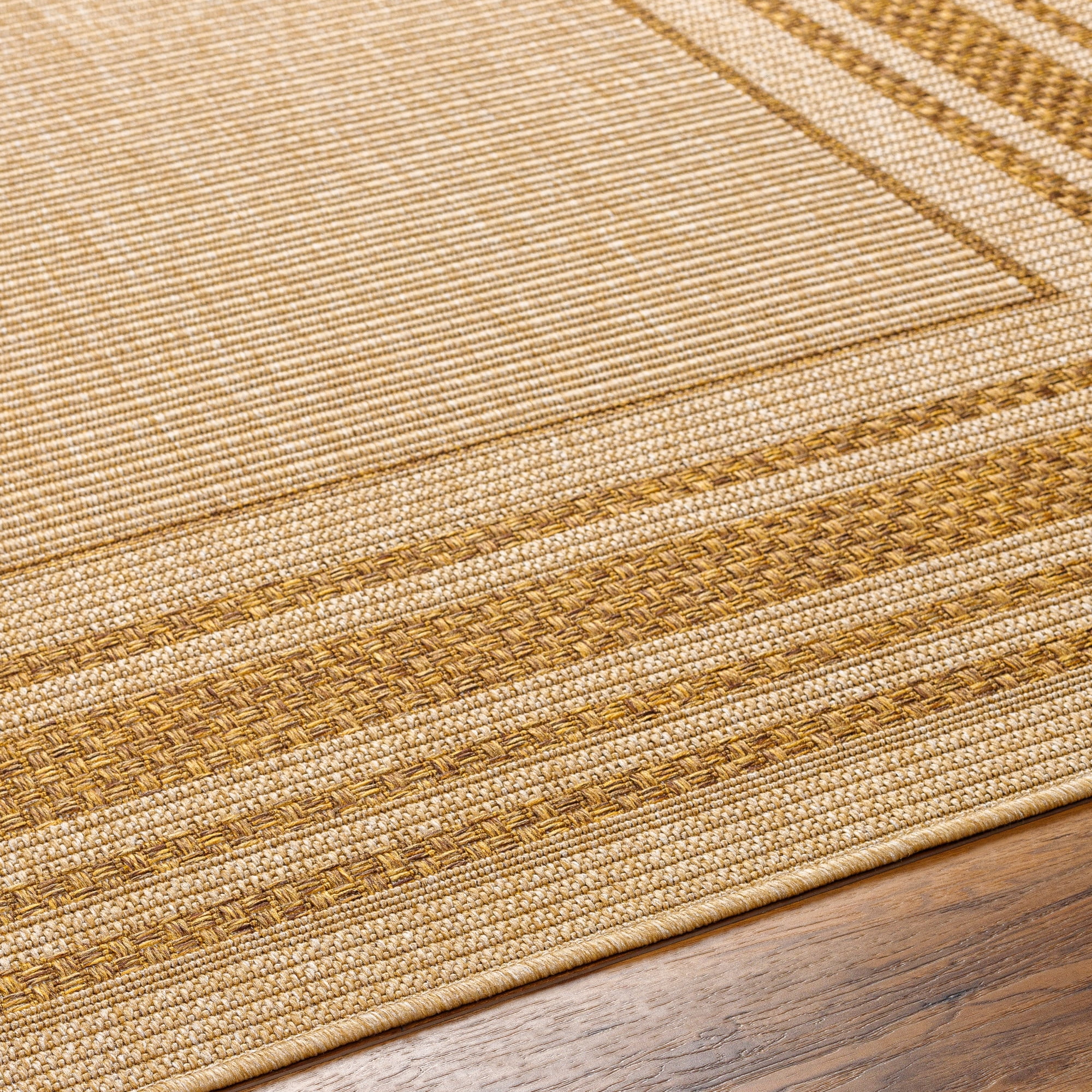 Livabliss Pismo Beach Border Outdoor/Indoor Area Rug, Beige ,9'2" x 12'