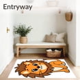 thumbnail image 3 of ODIKA 3'x5' Machine Washable Non-Slip Area Rug, Adorable Savannah Monarch Whimsical Cartoon Crawling Surface High Traffic Rug with Pad, Orange, 720298, 3 of 8