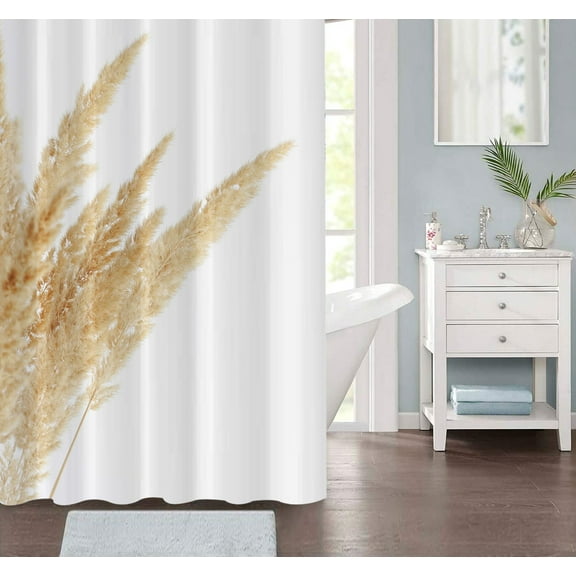WHEAT FABRIC PRINT SHOWER CURTAIN SIZE 72 X 72 INCH MULTI COLOR