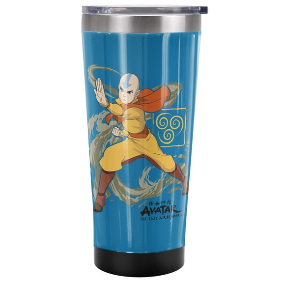 Avatar The Last Airbender Official Aang Wind Blast 20 oz Travel Tumbler, Stainless Steel, Vacuum Insulated with Leak Resistant Slide-Lock Lid