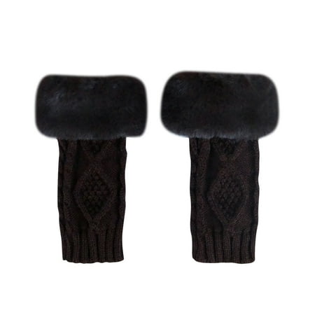 

Cotonie Women Solid Color Frayed Warm Typing Elastic Half-Finger Gloves