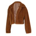 thumbnail image 6 of Womens Winter Outerwear Faux Fur Long Sleeve Crop Jacket Shaggy Coat Open Front Cardigans Brown S, 6 of 6