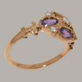 thumbnail image 3 of LBG British Made Real 9k Rose Gold Natural Diamond & Amethyst Womens Engagement Ring - 33 size options - Size 6.25, 3 of 6