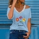 thumbnail image 2 of Camisetas Casuales para Mujeres Correa de Hombro de Verano Camiseta con Cuello en V, Manga Corta Top Ligero para el Hogar Y la Fiesta, 2 of 7