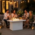 thumbnail image 3 of RADIATA 43" Aluminum Propane Fire Pit Table, 60,000 BTU Outdoor Gas Firepit, Rectangle CSA-Certified Patio Fireplace with Wind Guard & Glass Rocks, Rust-Proof White Fire Table for Deck Poolside, 3 of 8
