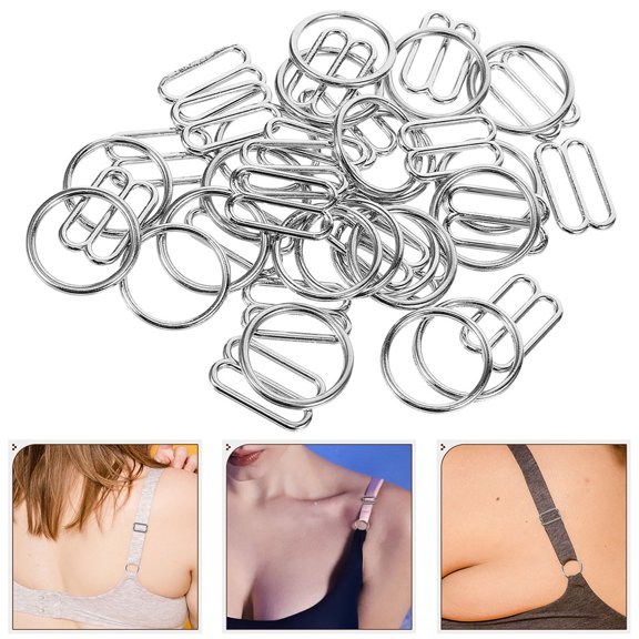 GETAJGHSD Plated Silver Zinc Alloy Bra Buckles for Bras Dual Design and Wide Application 30Pairs