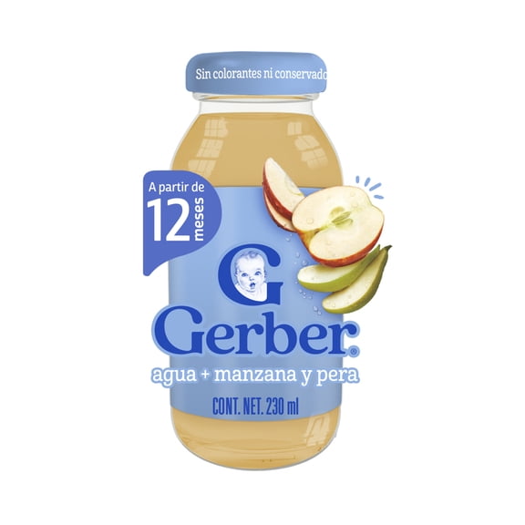 Bebida Gerber Sabor Manzana y Pera frasco 230 ml