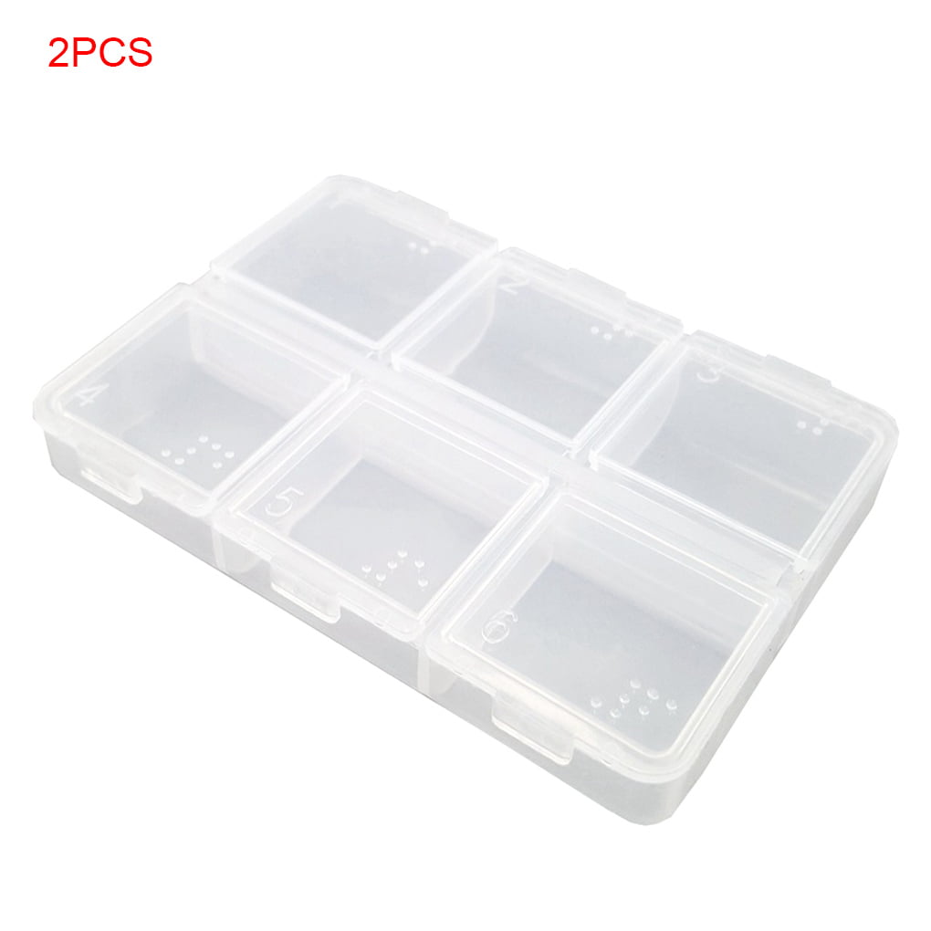 Travel Portable Plastic 6 Cells Pill Box Storage Case Holder Clear 3PCS 