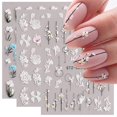 thumbnail image 1 of 5D Embossed Flowers Nail Art Stickers Decals, 3Sheets Engraved Flower Nail Stickers for Nail Art Decorations Supplies Elegant Wedding Nail Design Adhe, 1 of 4