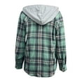 thumbnail image 4 of Flannel Shirt for Women Plaid Hooded Shacket Jacket Coat Women's Plaid Button Long Sleeve Drawstring Hoodie Overshirt Jacket, 4 of 4