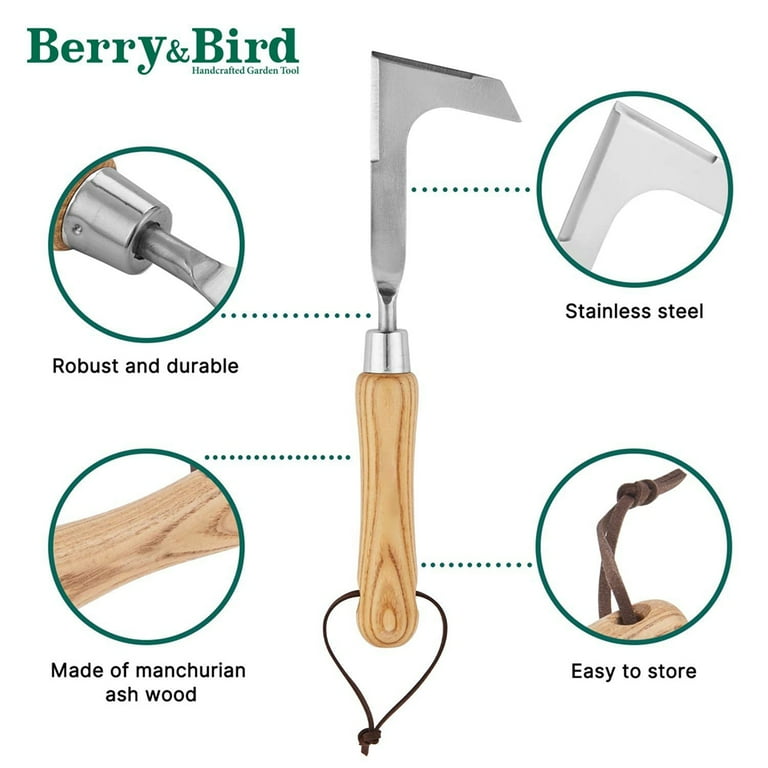 HYPGARD Crack Weeder Crevice Weeding Tool L-Shaped Puller Spatula 9  Stainless Steel Manual Weeder Wood Handle Weeding Sickle Grass Cutter Knife  Lawn