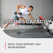 Finer Form Multi-Functional FID Weight Bench for Full All-in-One Body Workout – Hyper Back Extension, Roman Chair, Adjustable Ab Sit up Bench, Incline Decline Bench, Flat Bench