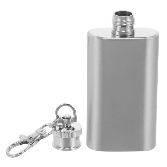 Greenadscape Rustproof Stainless Steel Pocket Flask with Leakproof Flat Lid and Keychain