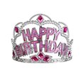 thumbnail image 3 of Way to Celebrate Happy Birthday Tiara 1 Carat Crown Red & Silver Stones for Child Assembled Product Height 5", 3 of 4
