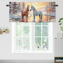 Rustic Kitchen Valance Winter Farmhouse Wild Animal Horse Energy Efficient Valance for Windows Rod Pocket Room Darkening