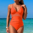 thumbnail image 2 of QHFBli Womens One Piece Swimsuit 2025 Women's Solid Color Swimsuit Women's Suspender Hollow Integrated Swimsuit, 2 of 7