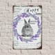 thumbnail image 5 of Letreros de metal retro vintage con diseño de conejo de Pascua y lavanda, placa de hojalata, decoración primaveral de 12 x 8 pulgadas, 5 of 7