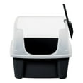 IRIS USA, Open Top Cat Litter Box with Shield and Scoop, Black Clear