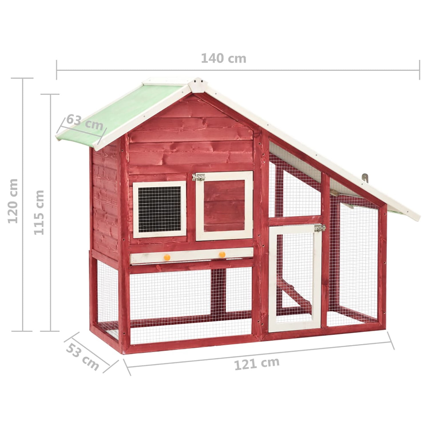 Pefilos 55" Wooden Chicken Coop for Indoor, Rabbit Hutch for Outdoor, Bunny Cage Hen House with Run, Guinea Pig Hutch Removable Tray, Red Pefilos 55" Wooden Chicken Coop for Indoor, Rabbit Hutch for Outdoor, Bunny Cage Hen House with Run, Guinea Pig Hutch Removable Tray, Red