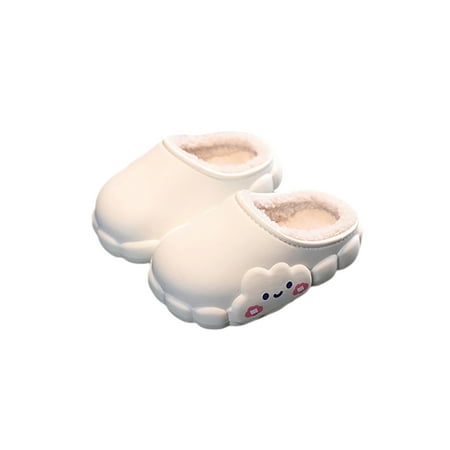

Kesitin Girls Warm Shoes Plush Fuzzy Slippers Slip On Clog Slipper Casual Anti-Slip Clogs&Mules Home Closed Toe House Shoe White 8C