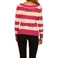 thumbnail image 3 of Ecko Unltd. Womens Open Neck Stripe Cable Knit Sweater, Pink, Small, 3 of 3