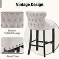 thumbnail image 2 of Bar Stools Set of 2, LegaHome 26" Counter Height Bar Stools with Back Sets of 2, Velvet Upholstered Bar Stool with Button Tufted & Nailhead Trim, Counter Stool for 35-39" Kitchen Island, Beige, 2 of 8