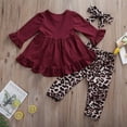 thumbnail image 3 of Toddler Kids Baby Girl Clothes Ruffle Tops Dress Leopard Pants Outfits Set, 3 of 8