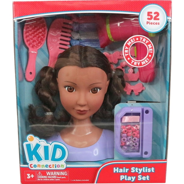 Kid Connection Beauty Salon Styling Head 52 Piece Play Set, African American - Walmart.com