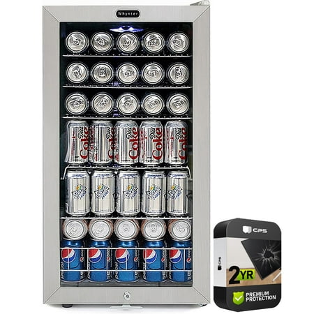 Whynter BR-128WS Beverage Refrigerator With Lock 120-Can Capacity Stainless Steel Bundle with 2 YR CPS Enhanced Protection Pack