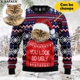 thumbnail image 3 of Suéteres de punto navideños feos con personajes/mascotas personalizados y fotos personalizadas, jerséis de regalo de Navidad, tops para parejas, fiestas, unisex, informales, 4, 3 of 5