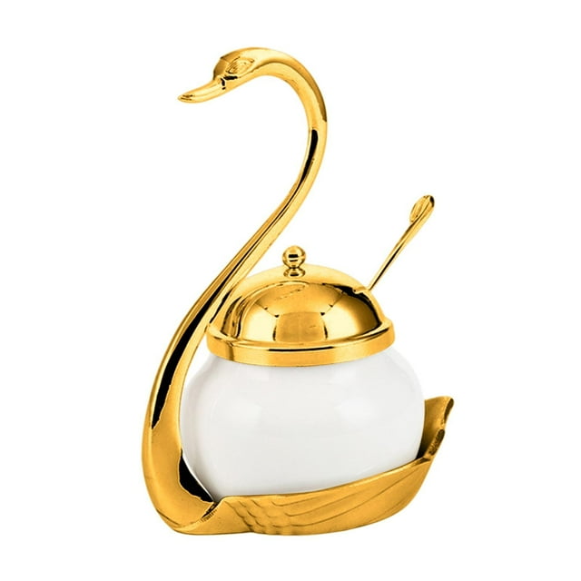 veasfak Sugar Container Porcelain Canister Spice Container for Sugar Wedding Buffets gold