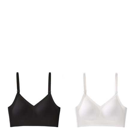 Wijhcboe 2 Pack Low Seamless Bra Back Bra For Women Bras for Women Strapless Wirefree Seamless Bra Backless Wireless Bra for Women Multiway Straps Convertible Halter Bra With Padded Womens Bras Push
