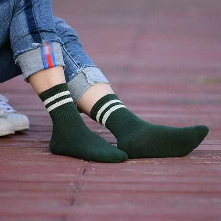 

BRAND FACTORY PRICE!Women s Low Cut Crew Autumn Socks 6 Colors Ankle Striped Athletic Midi Socks