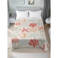 thumbnail image 4 of Red Orange Coastal Flat Sheets Only Queen Size, Soft Breathable Bed Top Sheets for Mattress, Summer Beach Starfish Coral Nautical Rustic Bedding Flat Sheets for Home Hotel Bedroom Bed Protection, 4 of 9